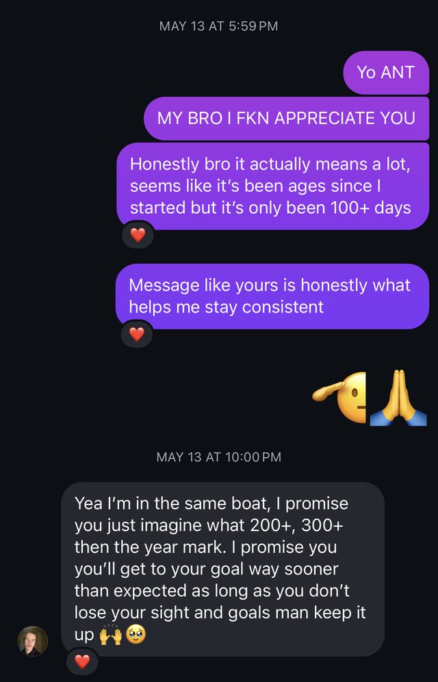 DM: Message like yours is honestly what helps me stay consistent.